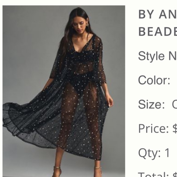 By Anthropologie beaded sheer kaftan - Picture 4 of 4